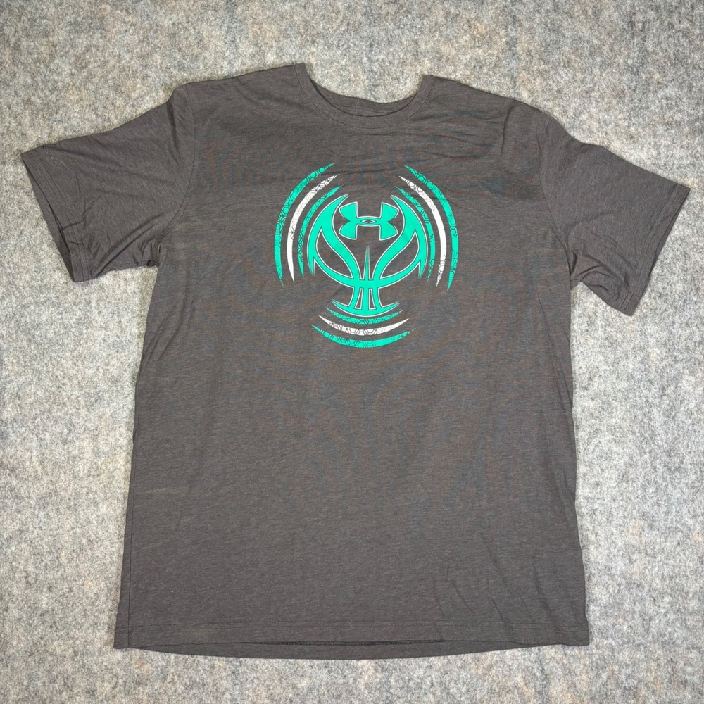 Under Armour Loose Heatgear Basketball T Mens 2XL Grey Discolored Bleach Marks
